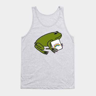 Green Frog Says Be Kind with Rainbow Tank Top